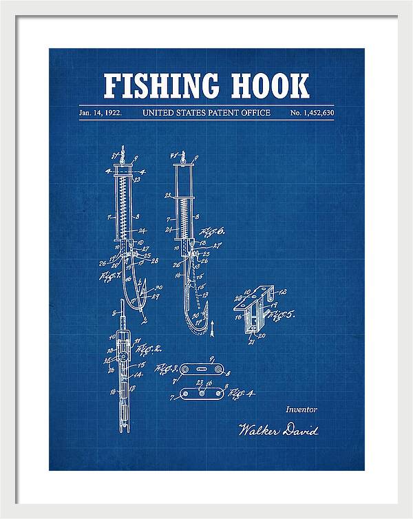 Fishing Hook Blueprint Patent Us1452630a