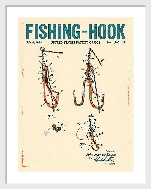 Fishing Hook Retro Patent Us1290144a