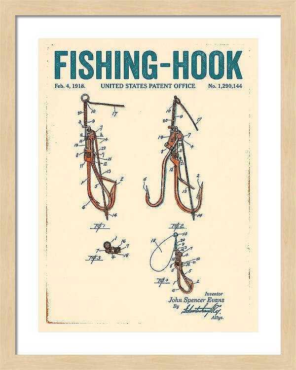 Fishing Hook Retro Patent Us1290144a
