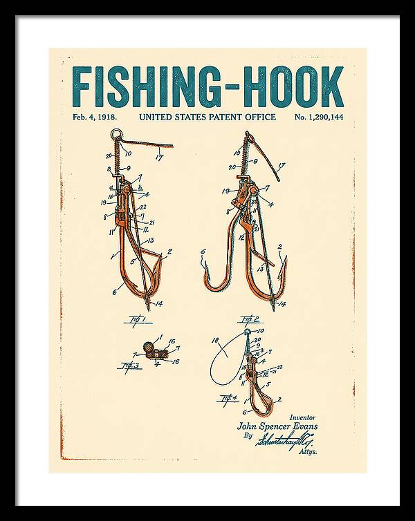 Fishing Hook Retro Patent Us1290144a