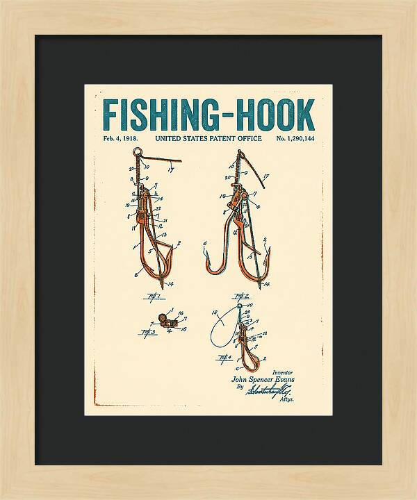 Fishing Hook Retro Patent Us1290144a