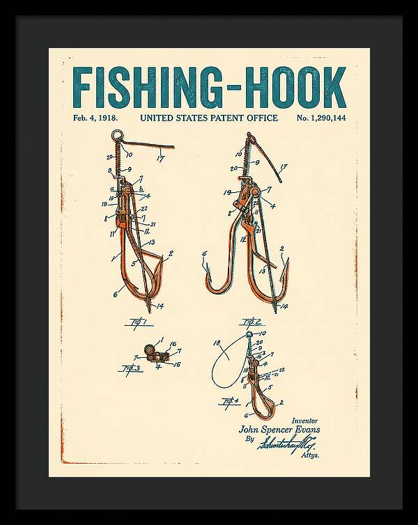 Fishing Hook Retro Patent Us1290144a