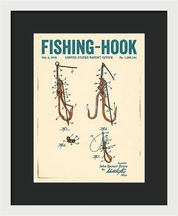 Fishing Hook Retro Patent Us1290144a