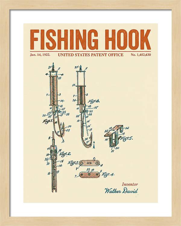 Fishing Hook Retro Patent Us1452630a
