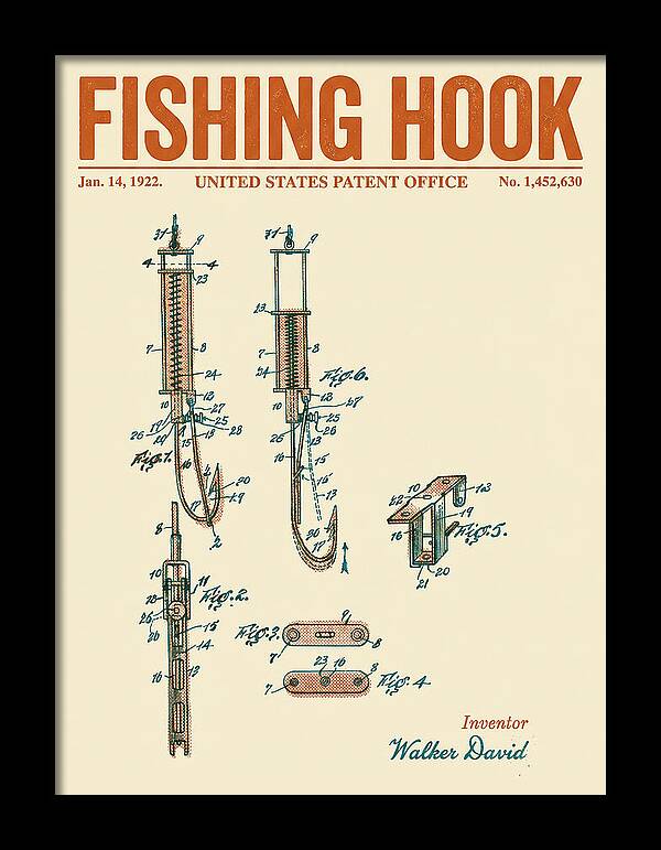 Fishing Hook Retro Patent Us1452630a
