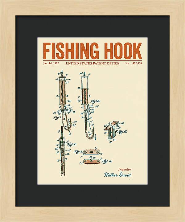 Fishing Hook Retro Patent Us1452630a