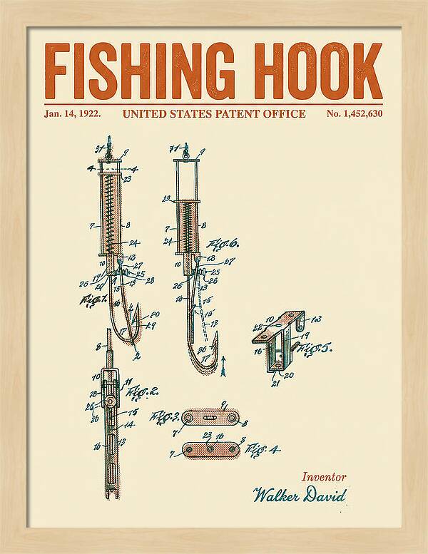 Fishing Hook Retro Patent Us1452630a