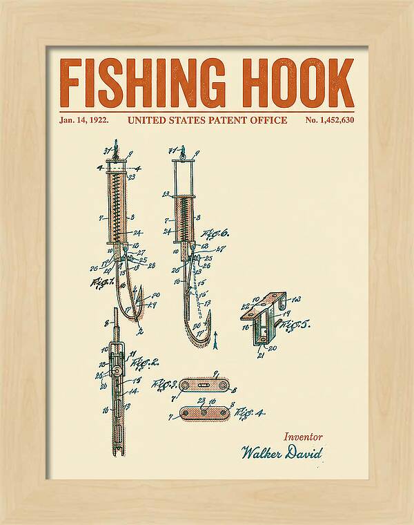 Fishing Hook Retro Patent Us1452630a