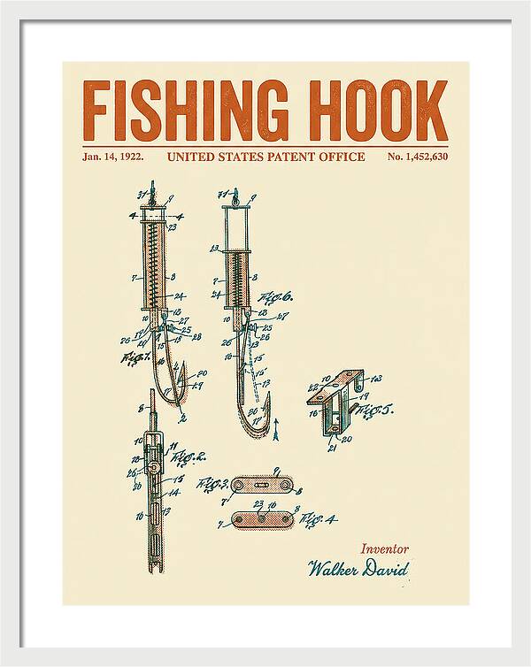 Fishing Hook Retro Patent Us1452630a