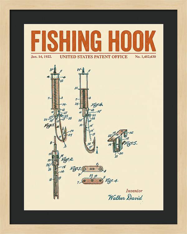 Fishing Hook Retro Patent Us1452630a