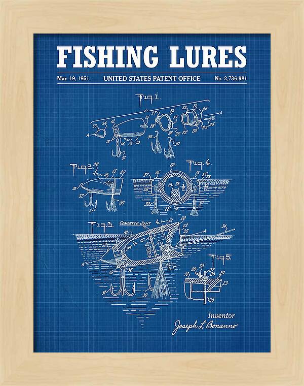 Fishing Lures Blueprint Patent Us2736981a