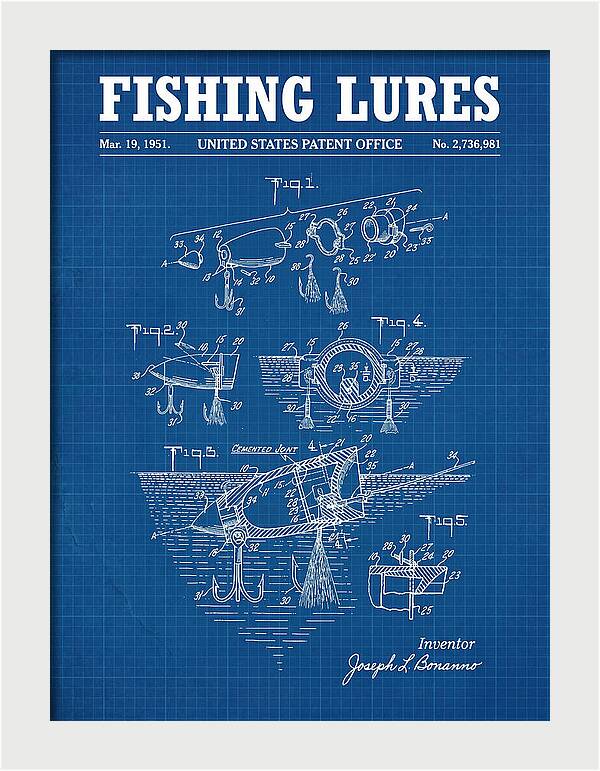 Fishing Lures Blueprint Patent Us2736981a