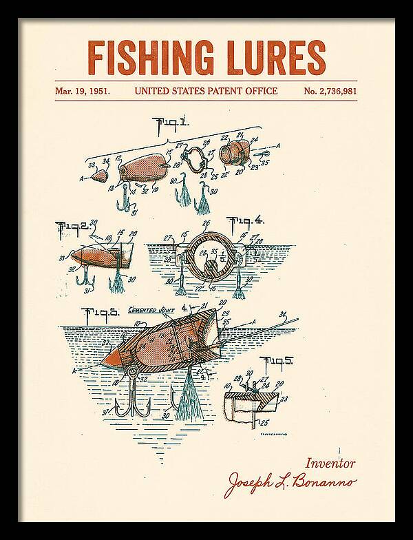 Fishing Lures Retro Patent Us2736981a
