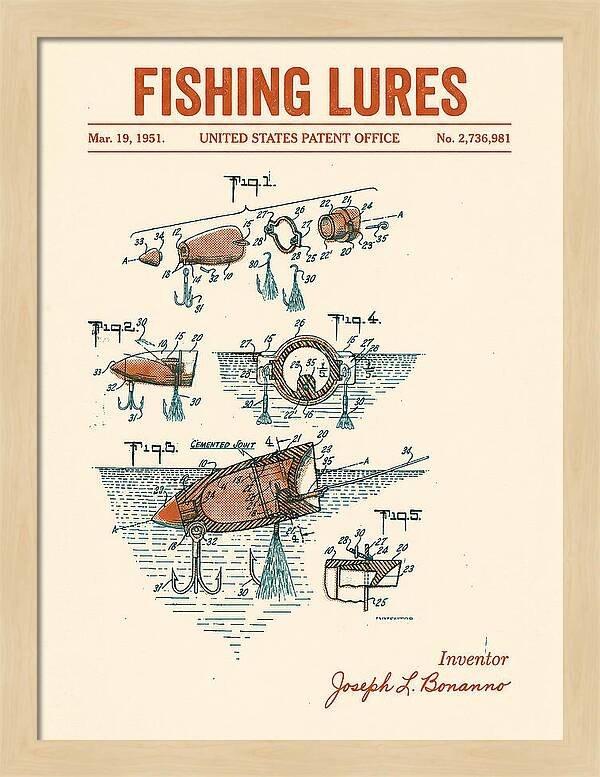 Fishing Lures Retro Patent Us2736981a