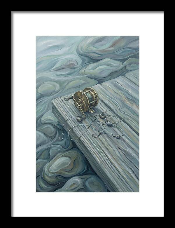 Fishing Reel And Tackle On Wood