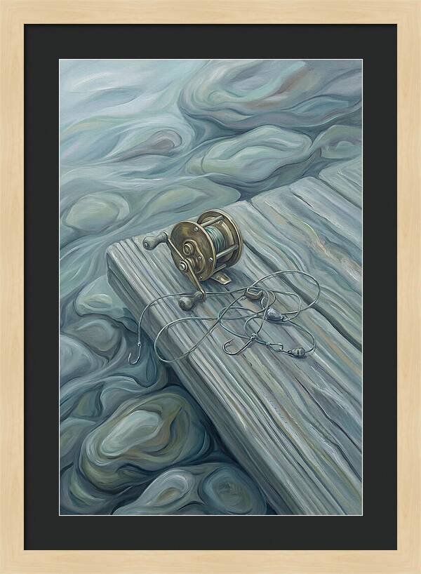 Fishing Reel And Tackle On Wood