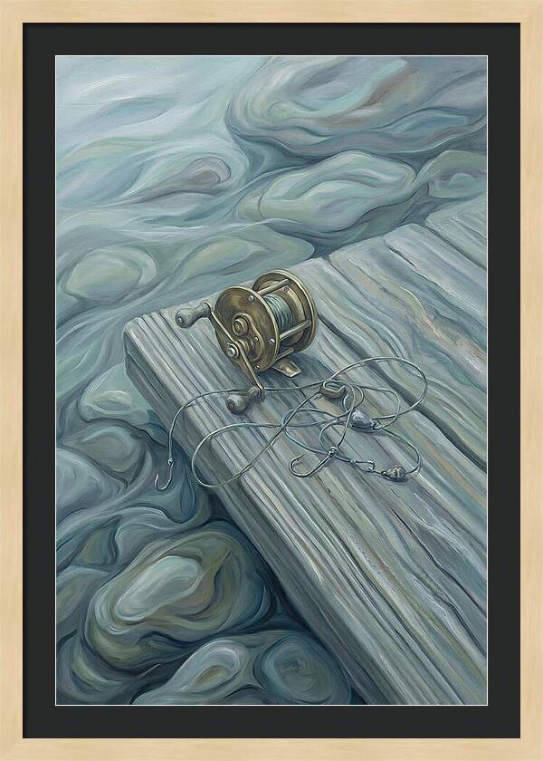 Fishing Reel And Tackle On Wood