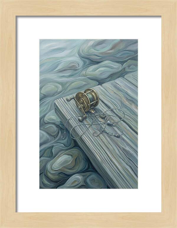 Fishing Reel And Tackle On Wood