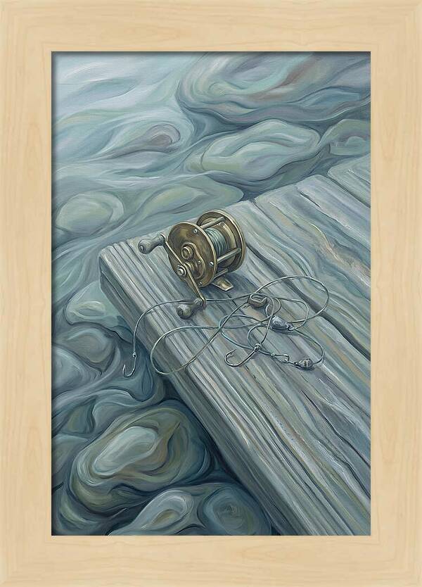 Fishing Reel And Tackle On Wood