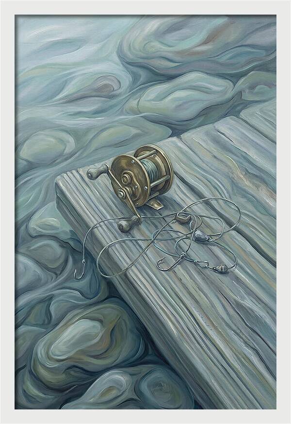 Fishing Reel And Tackle On Wood