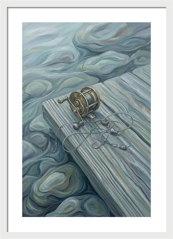 Fishing Reel And Tackle On Wood