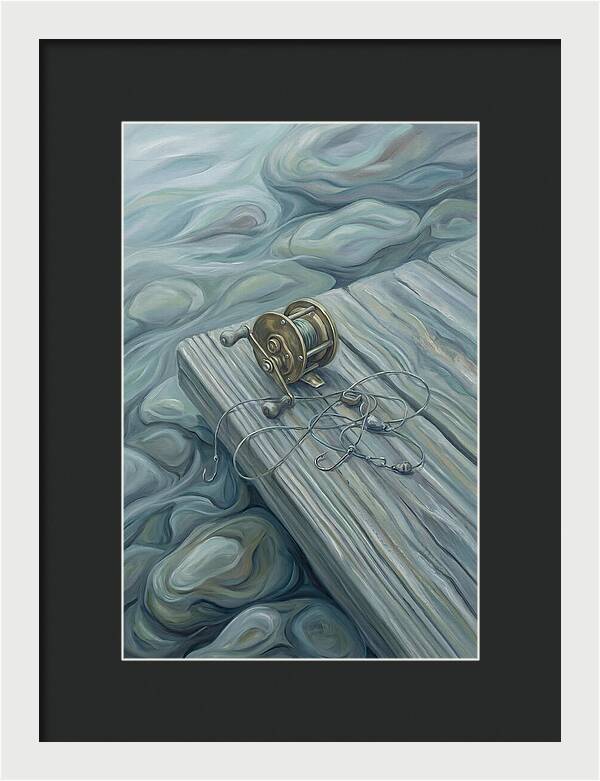 Fishing Reel And Tackle On Wood