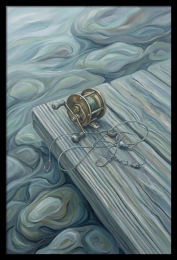 Fishing Reel And Tackle On Wood
