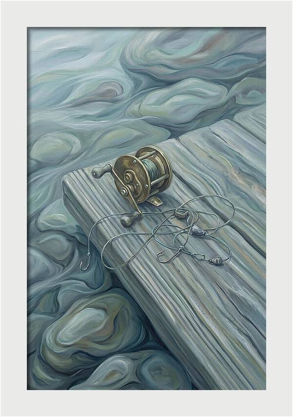 Fishing Reel And Tackle On Wood