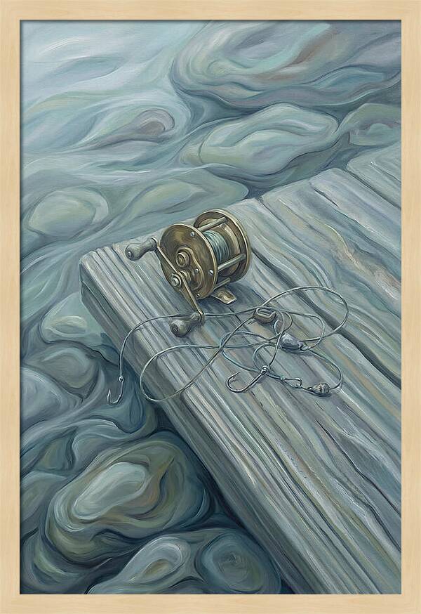 Fishing Reel And Tackle On Wood