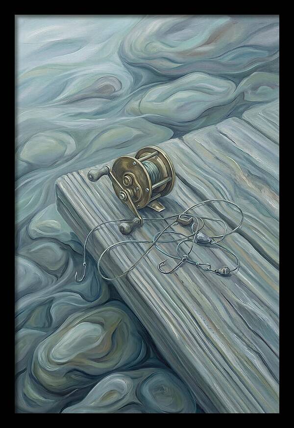 Fishing Reel And Tackle On Wood