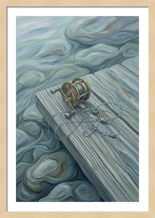 Fishing Reel And Tackle On Wood