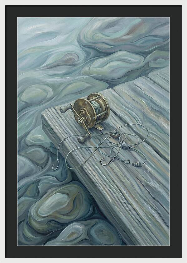 Fishing Reel And Tackle On Wood