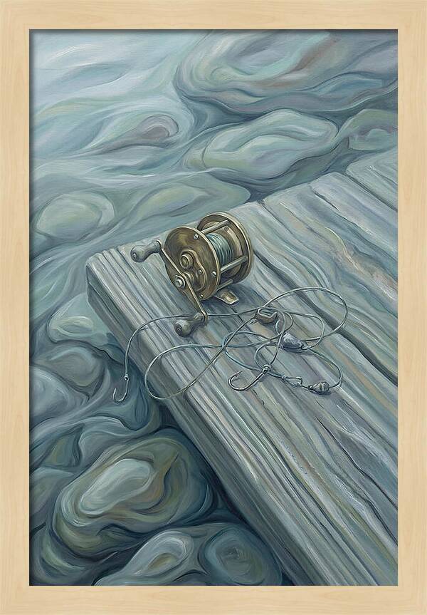 Fishing Reel And Tackle On Wood