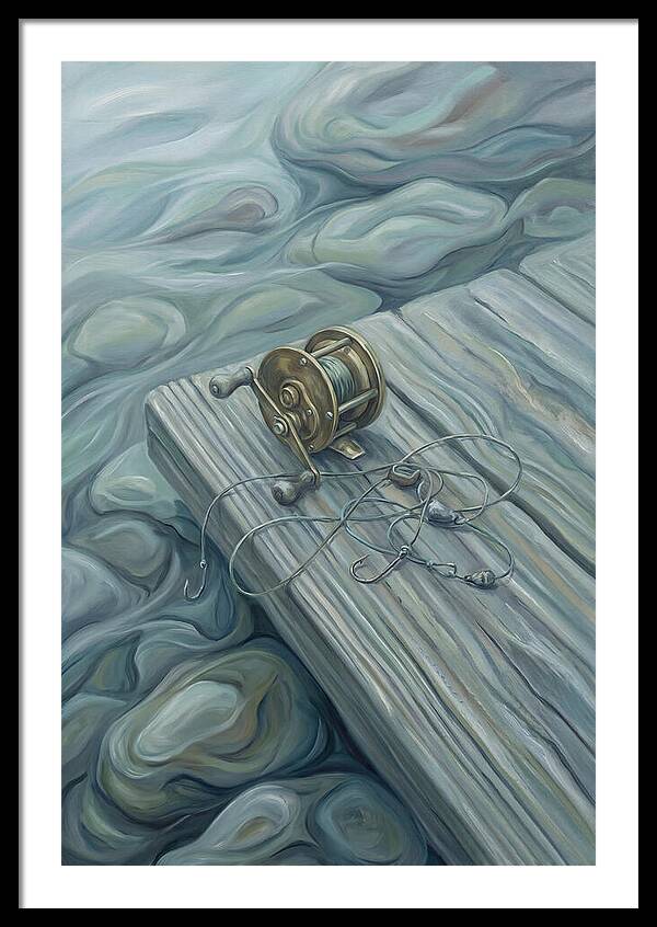 Fishing Reel And Tackle On Wood