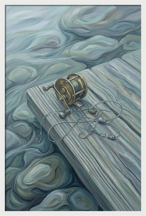 Fishing Reel And Tackle On Wood