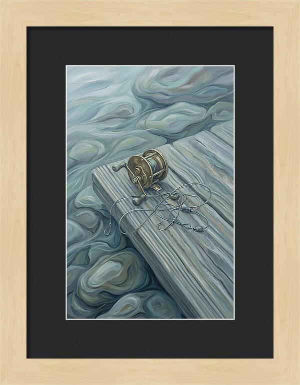 Fishing Reel And Tackle On Wood