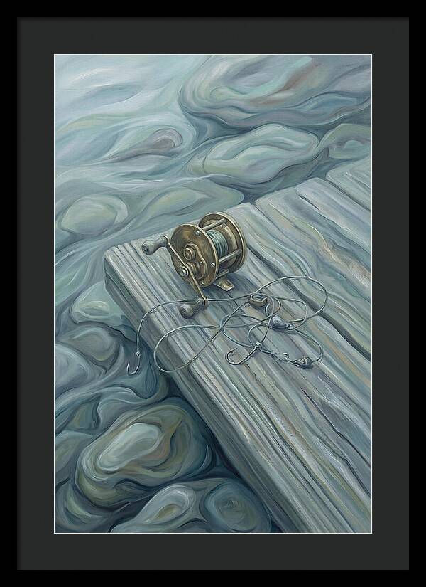Fishing Reel And Tackle On Wood