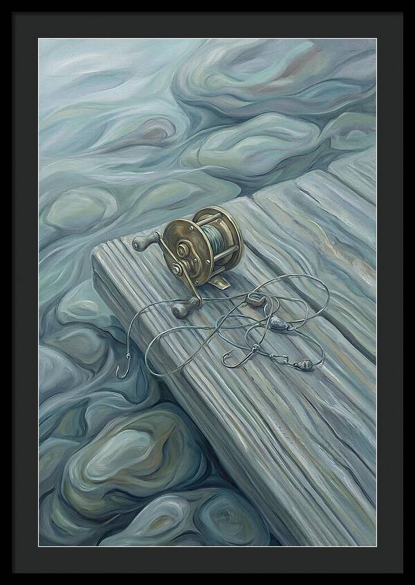 Fishing Reel And Tackle On Wood