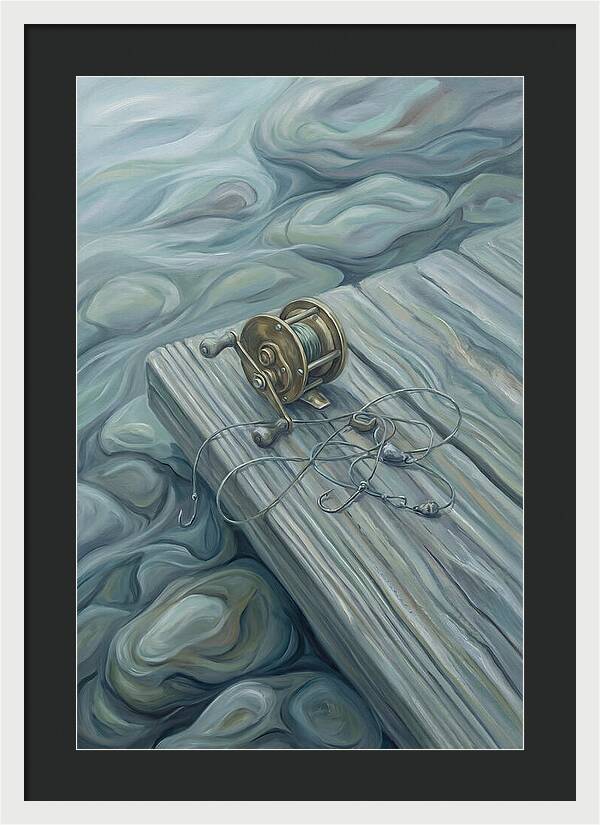 Fishing Reel And Tackle On Wood
