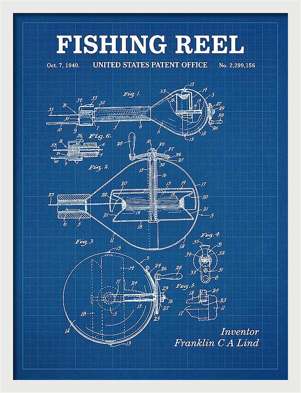 Fishing Reel Blueprint Patent Us2299156a