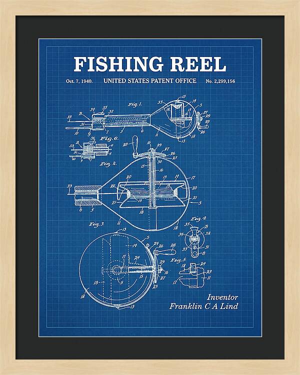 Fishing Reel Blueprint Patent Us2299156a
