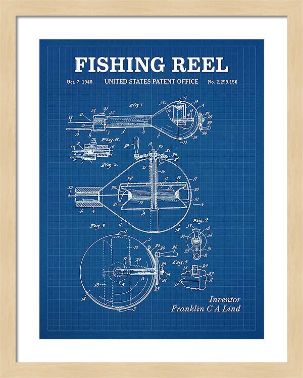 Fishing Reel Blueprint Patent Us2299156a