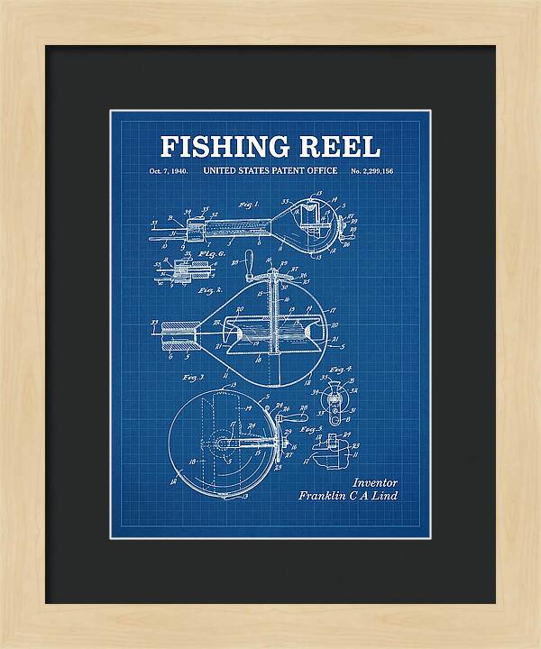 Fishing Reel Blueprint Patent Us2299156a