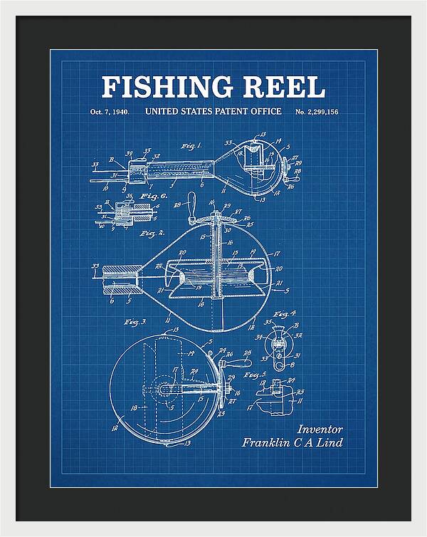 Fishing Reel Blueprint Patent Us2299156a