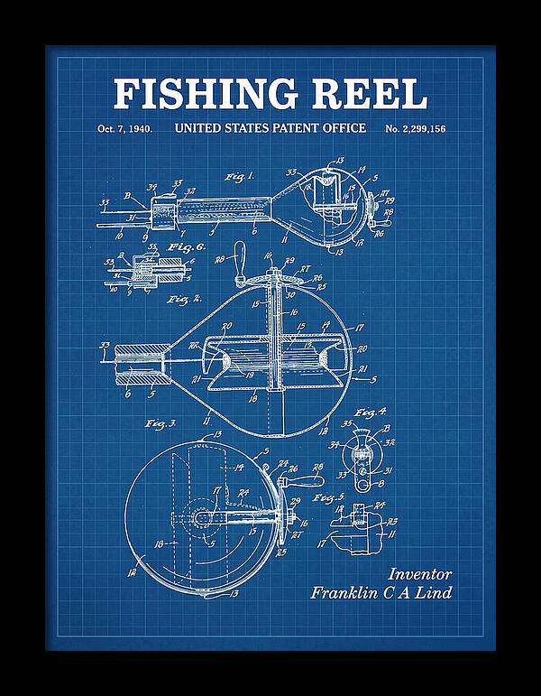 Fishing Reel Blueprint Patent Us2299156a