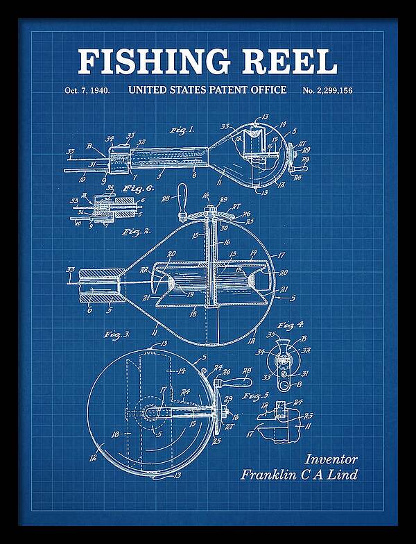 Fishing Reel Blueprint Patent Us2299156a