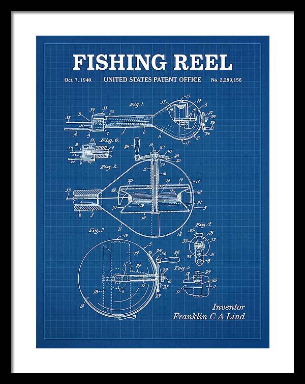 Fishing Reel Blueprint Patent Us2299156a
