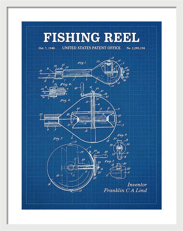 Fishing Reel Blueprint Patent Us2299156a