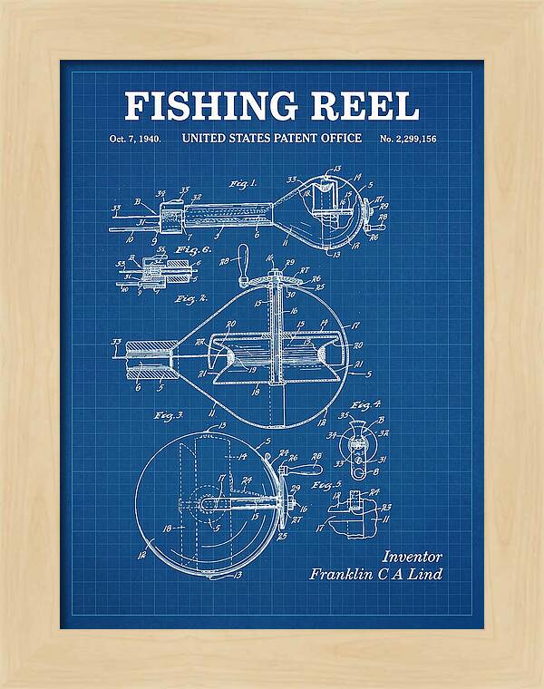 Fishing Reel Blueprint Patent Us2299156a