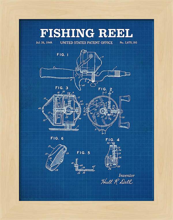Fishing Reel Blueprint Patent Us2675193a